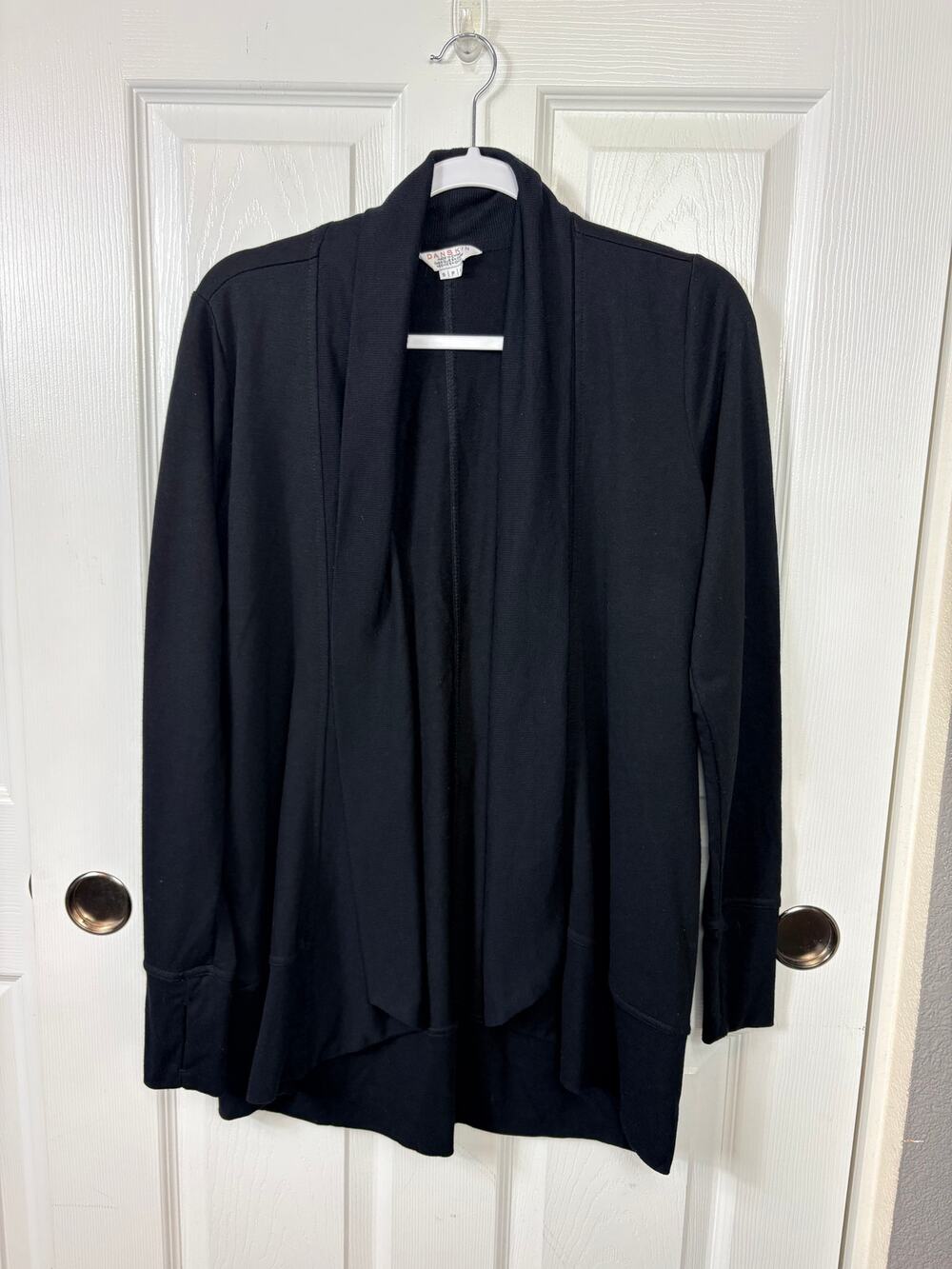 Danskin Open Front Draped Yoga Wrap Cardigan in Black Size S
